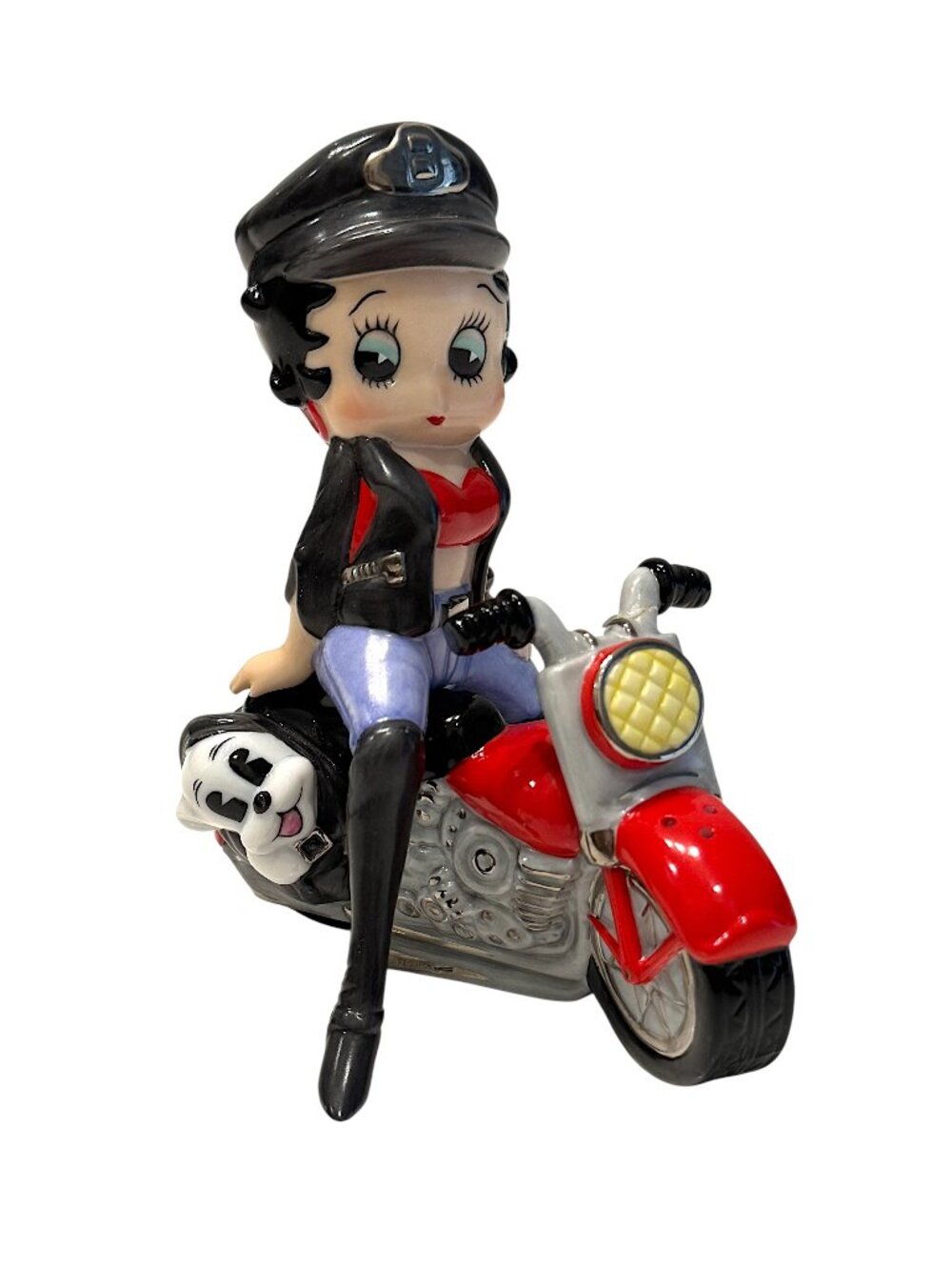 Betty Boop Biking Salt and Pepper Shakers Ceramic Vintage Novelty 1999 *read*